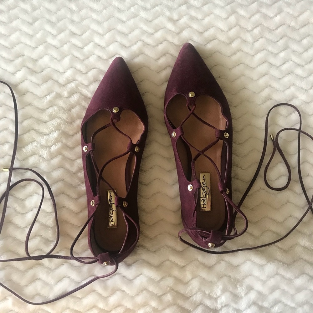 Burgundy Suede Halogen Lace-Up Flats ✨